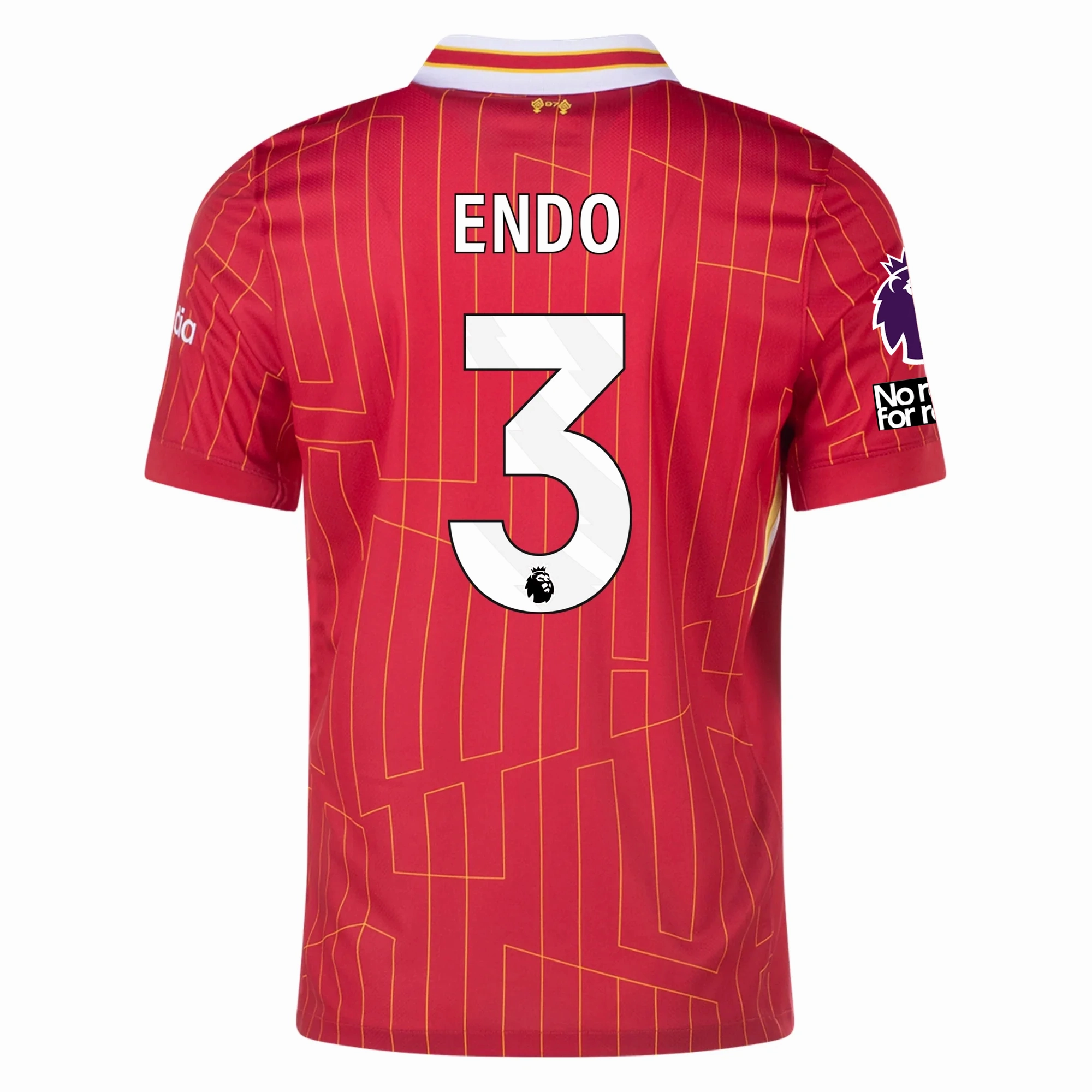 Nike Liverpool Wataru Endō Home Jersey w/ EPL   No Room For Racism Patches 24/25 (Gym Red/Chrome Yellow)