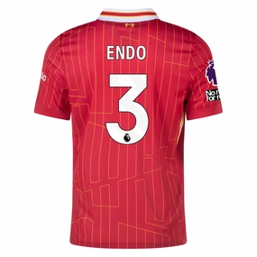 Nike Liverpool Wataru Endō Home Jersey w/ EPL   No Room For Racism Patches 24/25 (Gym Red/Chrome Yellow)