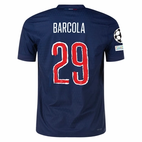 Nike Paris Saint-Germain Match Authentic Bradley Barcola Home Jersey w/ Champions League Patches 24/25 (Midnight Navy/White)