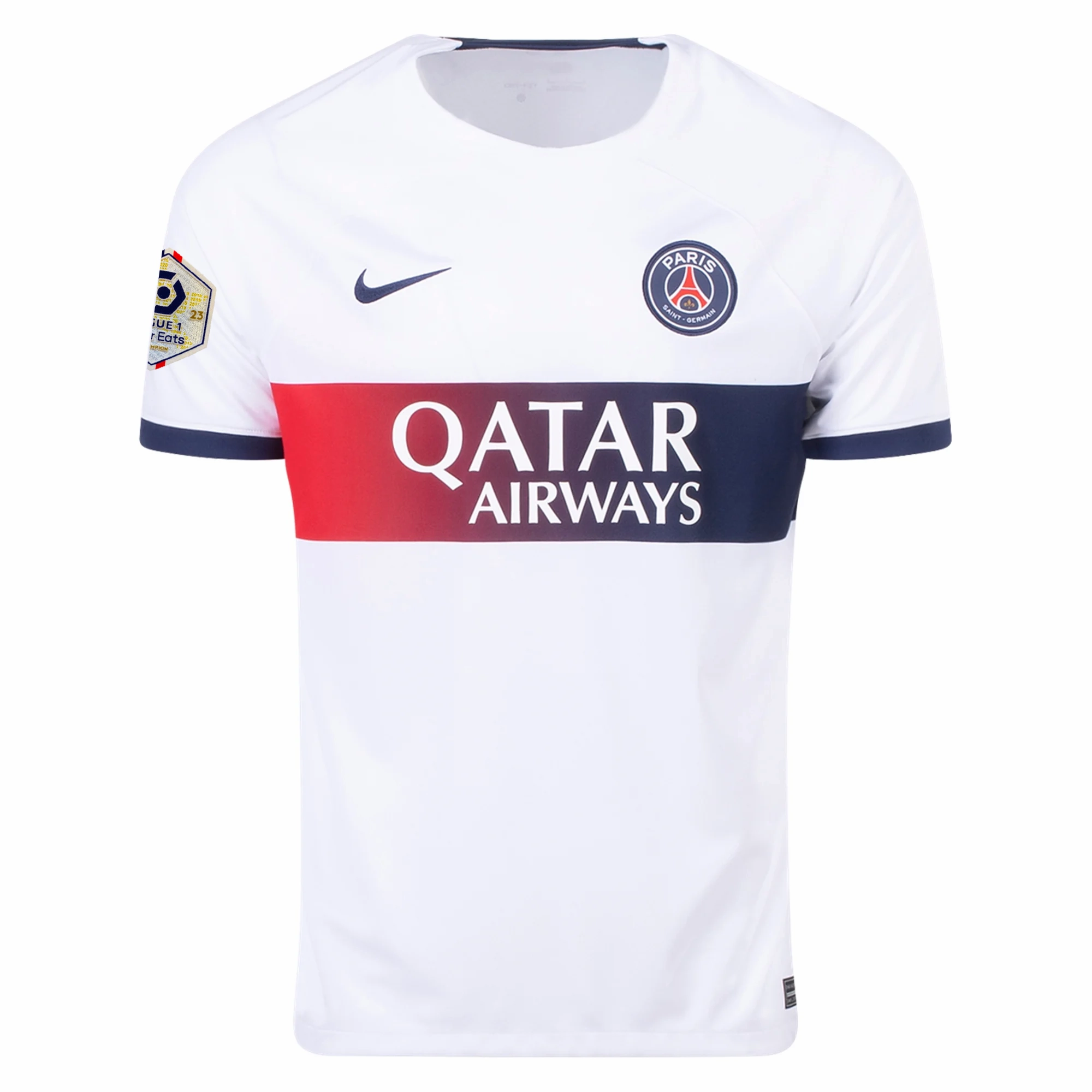 Nike Paris Saint-Germain Nuno Mendes Away Jersey w/ Ligue 1 Patch 23/24 (White/Midnight Navy)