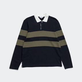 Ruben Brushed Striple LS Polo - Dark Navy