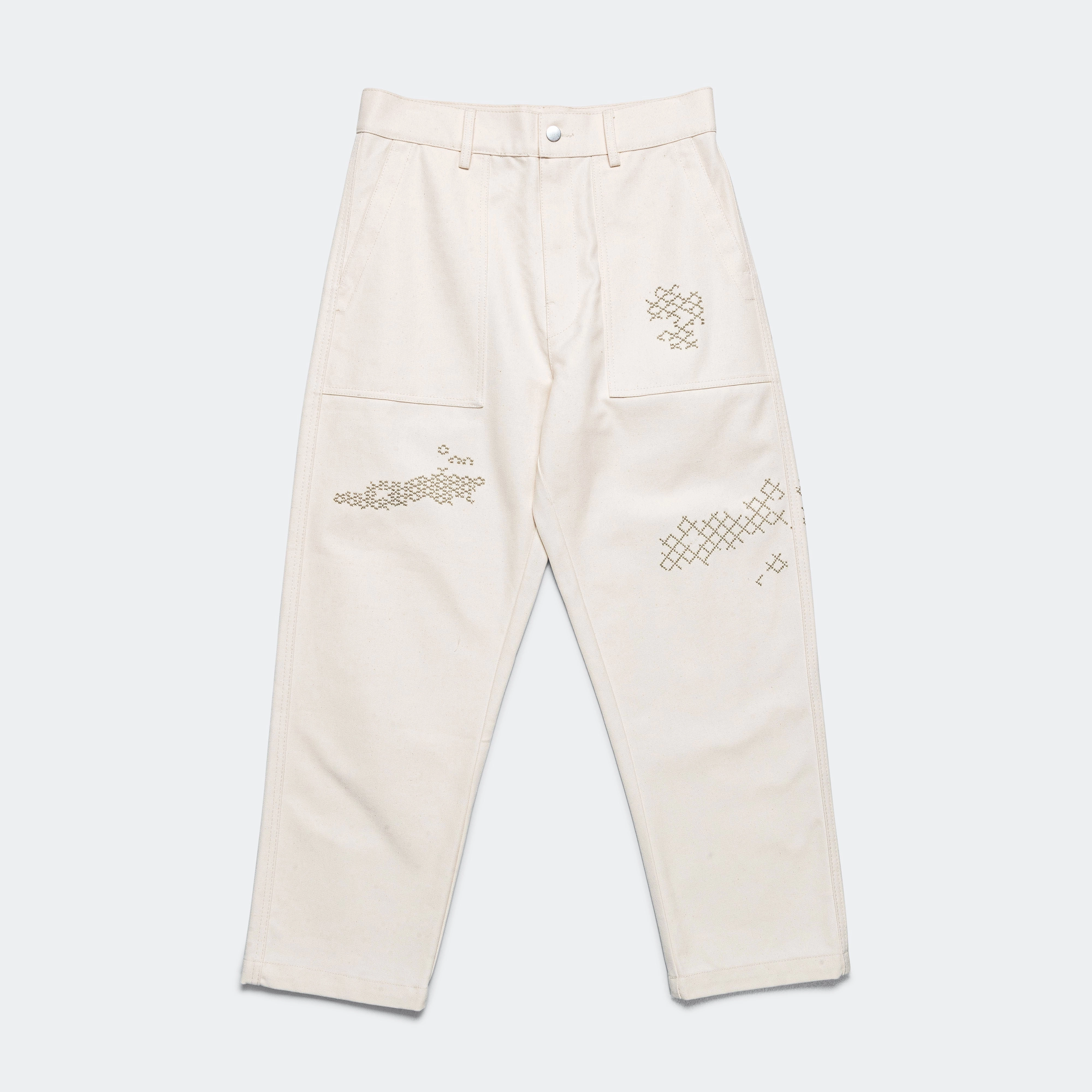 Shabaket Seid Canvas Utility Pants - Off White