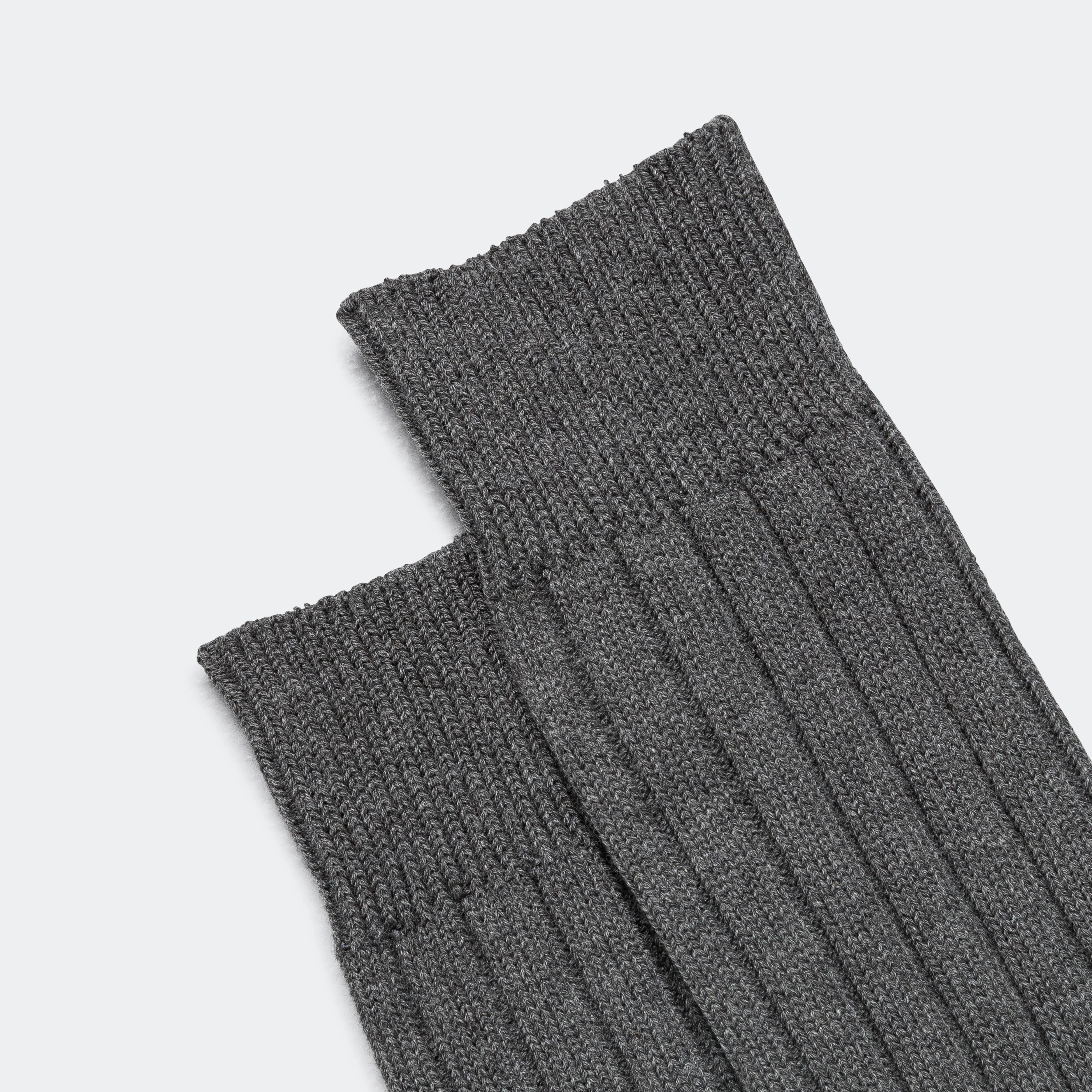 Solid Ribs Socks - Charcoal