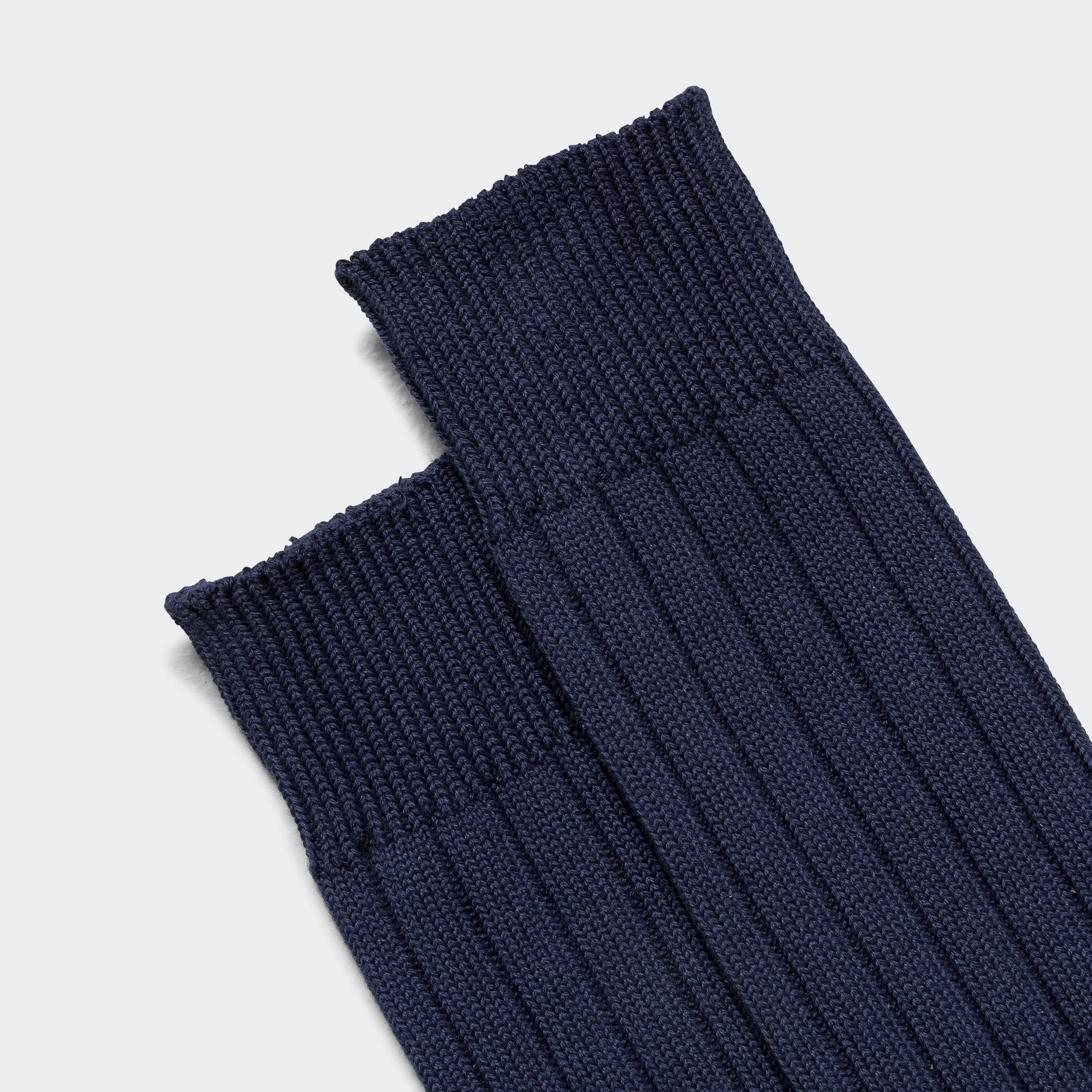 Solid Ribs Socks - Navy