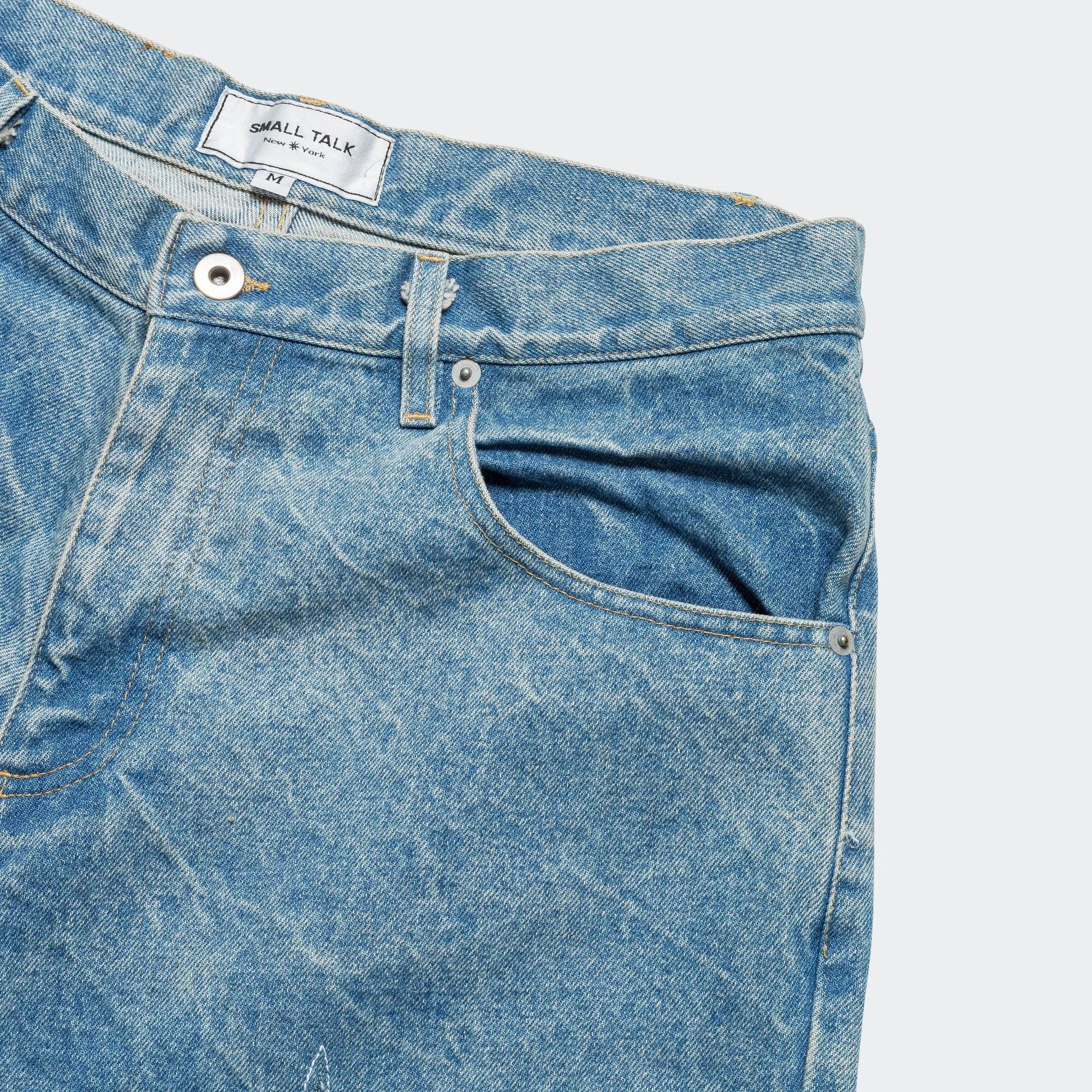 Star Cutout Jean Short - Blue Indigo