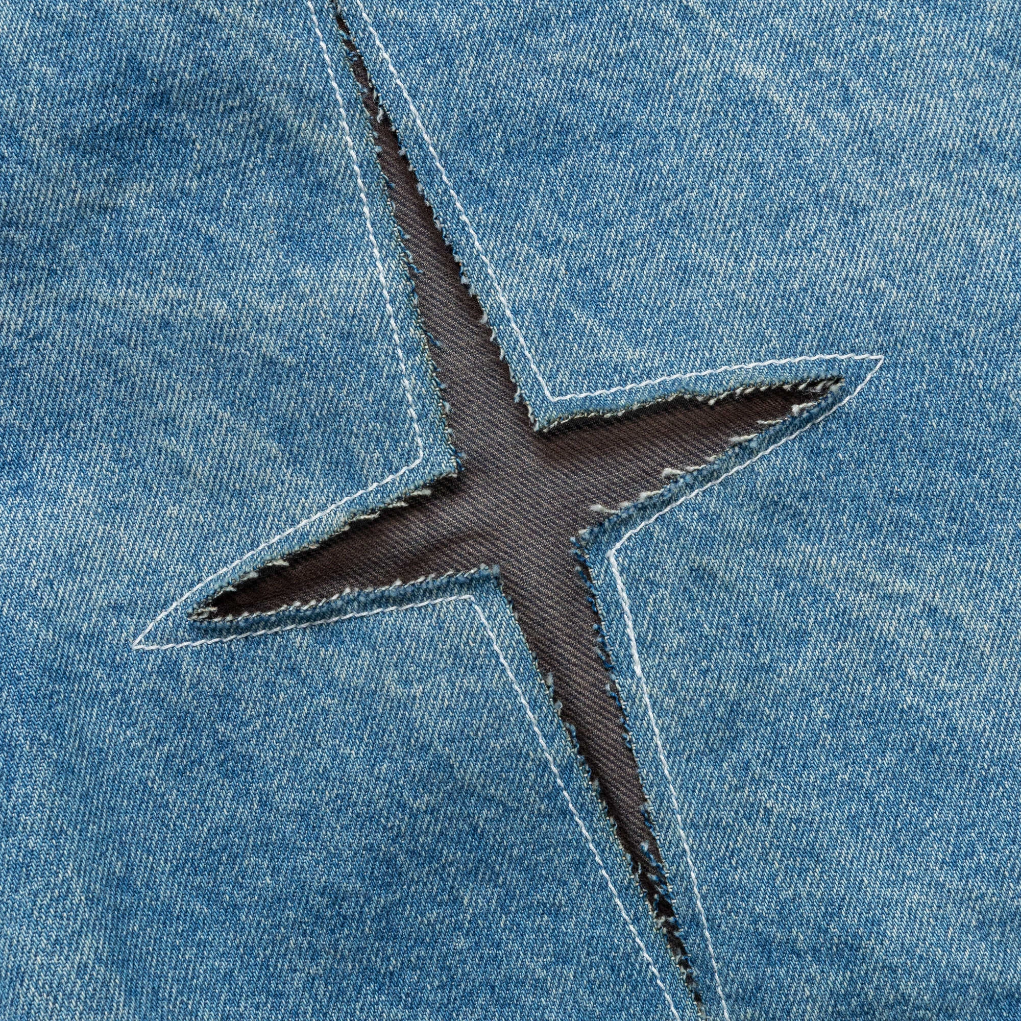 Star Cutout Jean Short - Blue Indigo