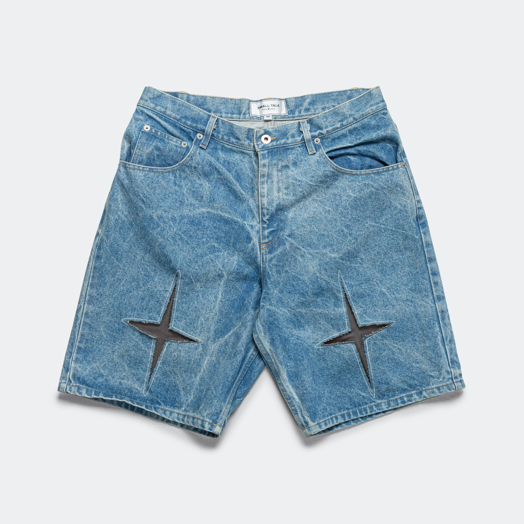 Star Cutout Jean Short - Blue Indigo