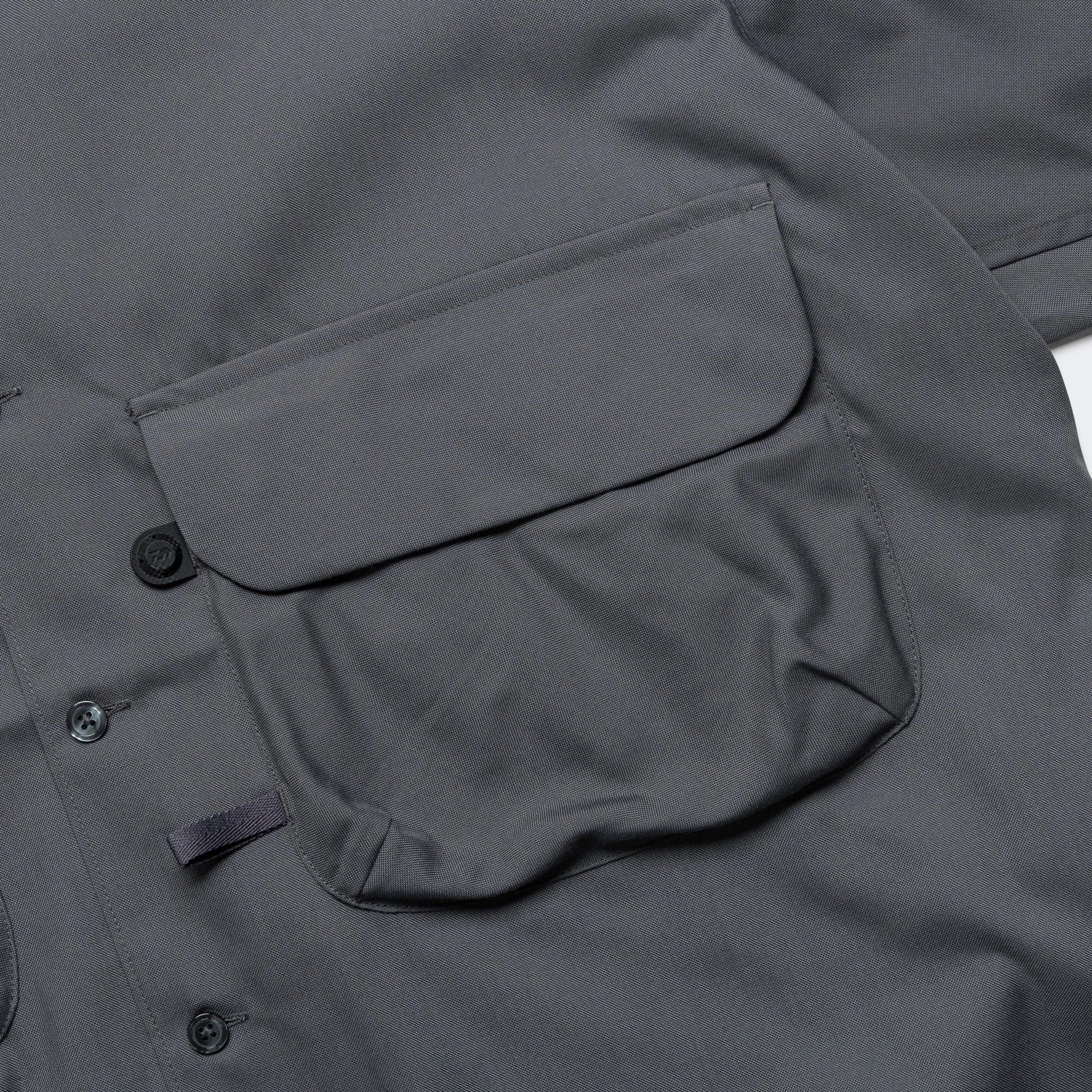 Tech Sports Open Collarshirt LS - Charcoal
