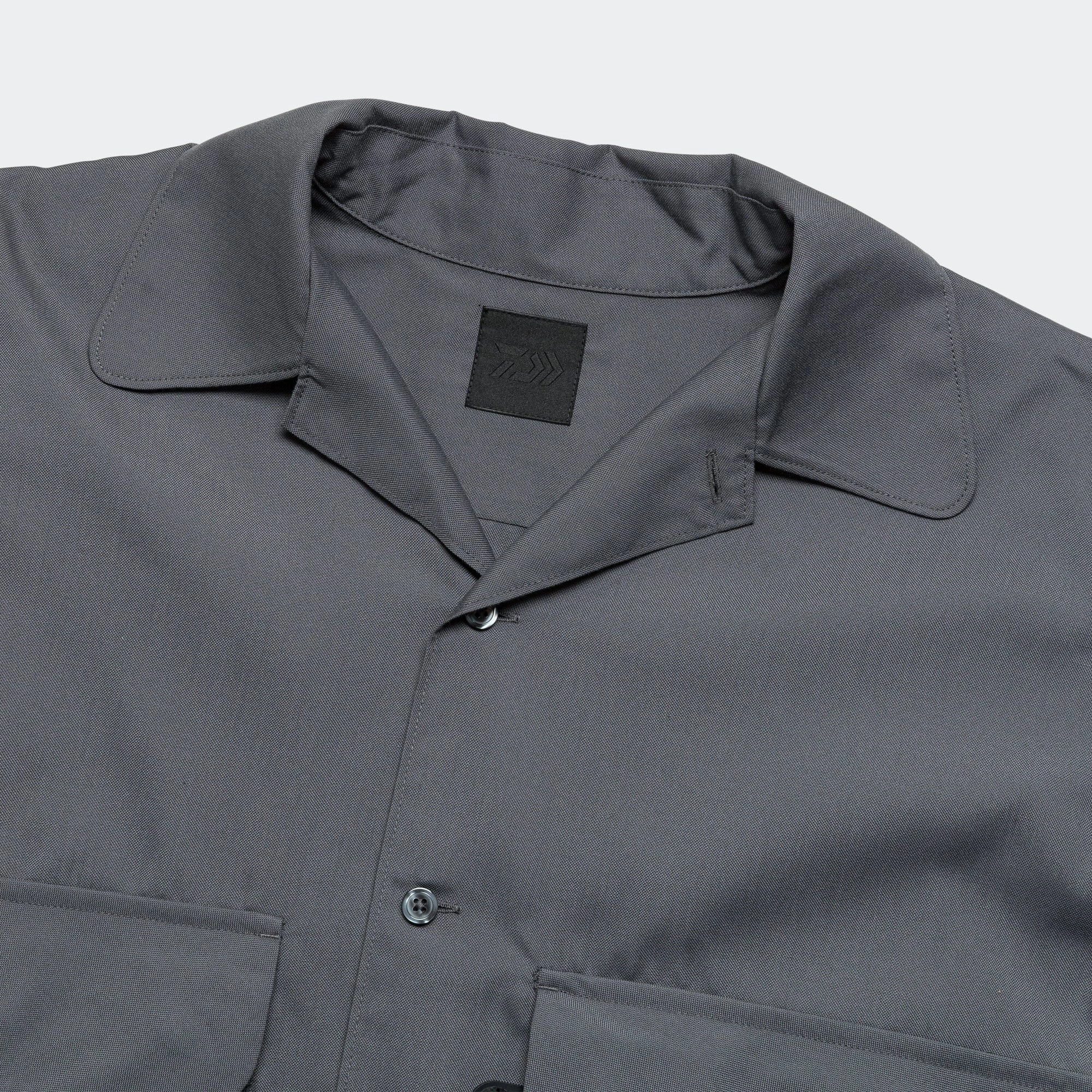 Tech Sports Open Collarshirt LS - Charcoal