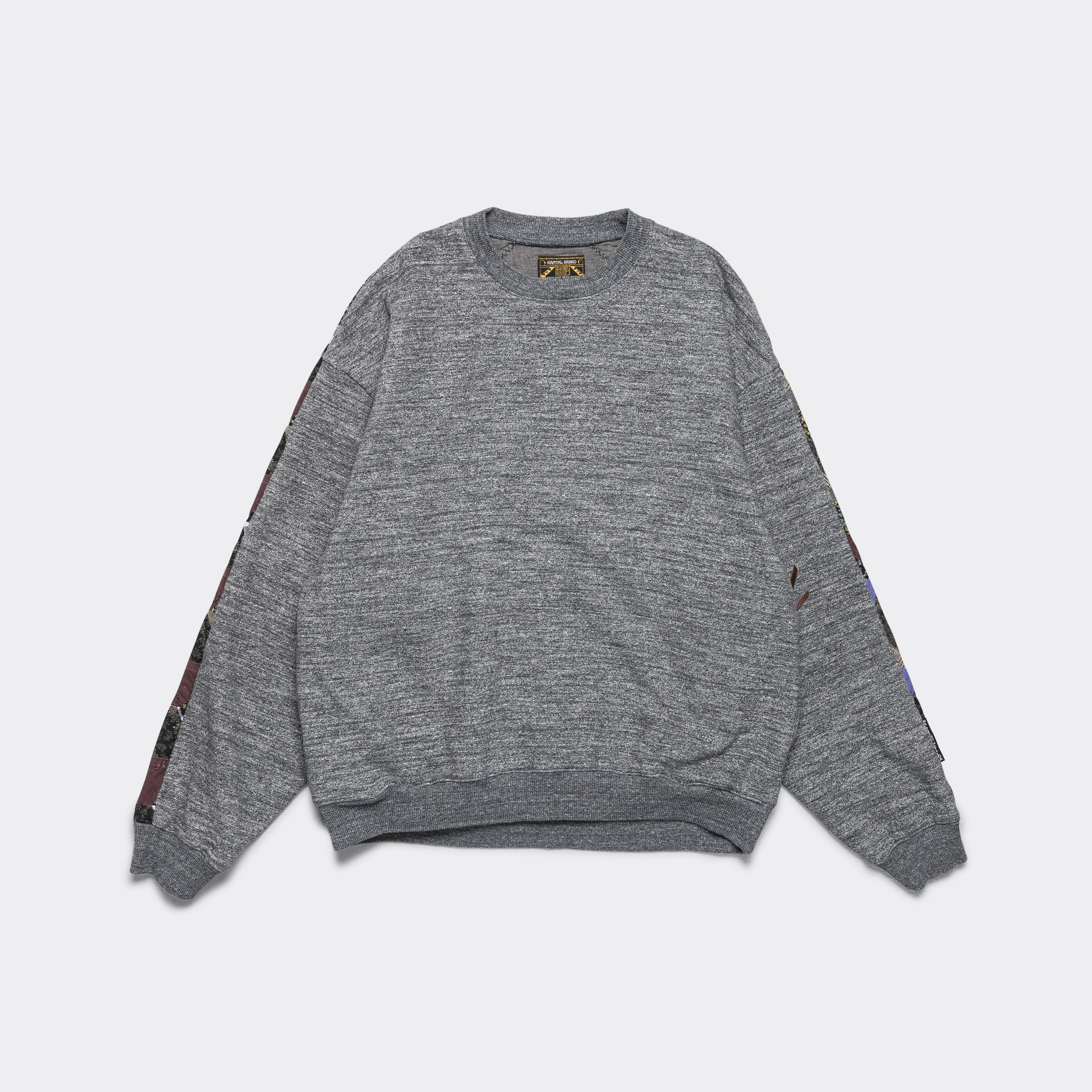 TOP SWT Knit x YABANE Quilt 2TONES BIG SWT - Charcoal/Black