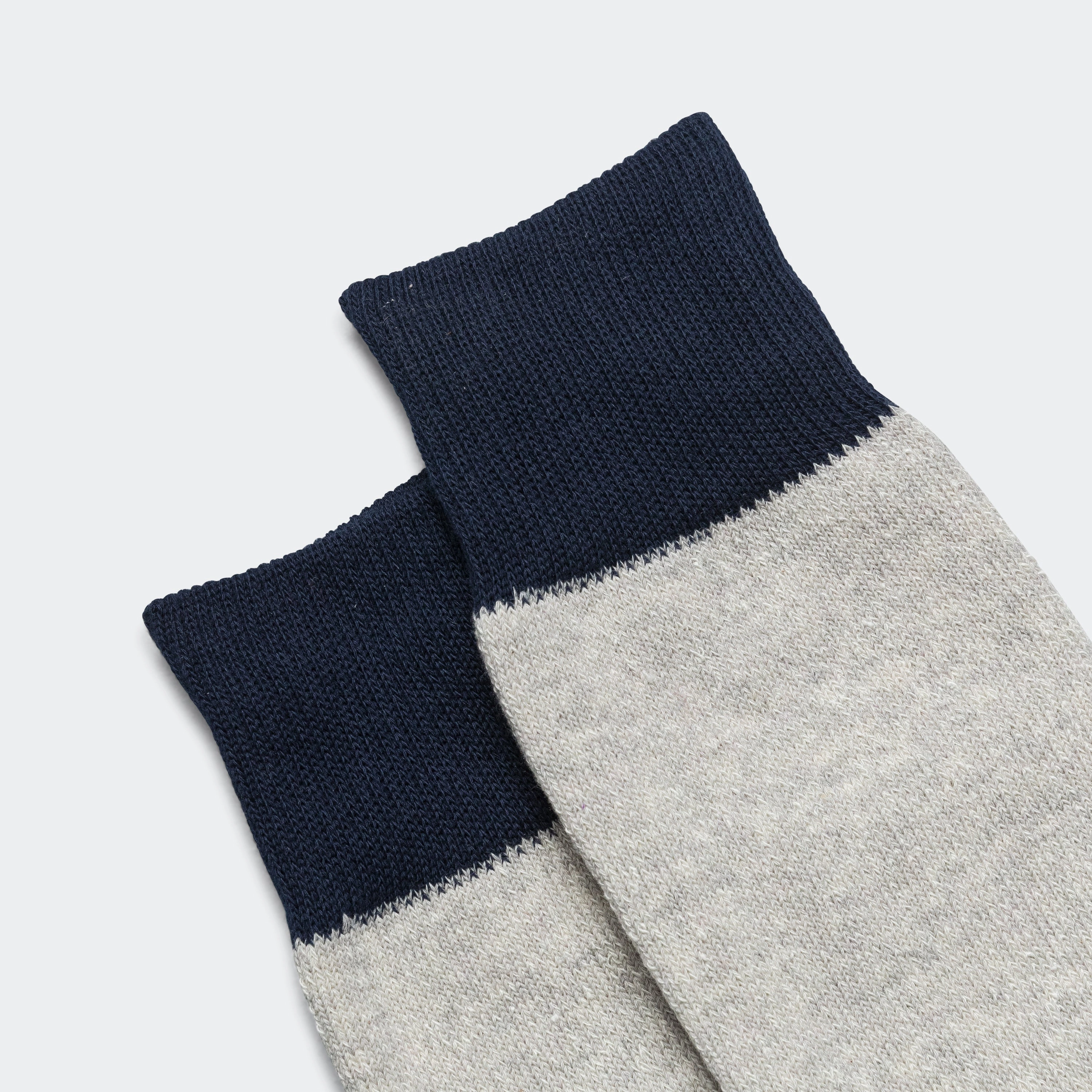 Two Tone Crew Sock - Light Grey/Navy
