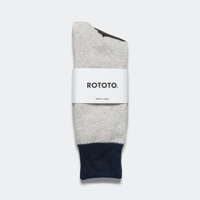 Two Tone Crew Sock - Light Grey/Navy