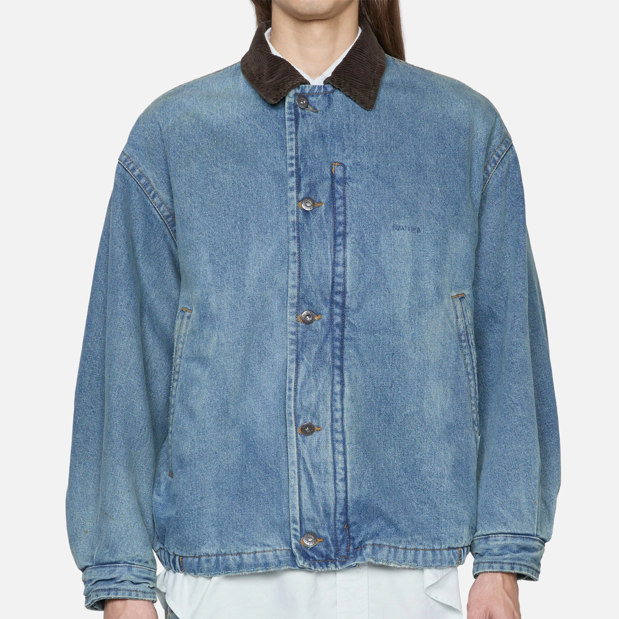 Washed Denim Padded Blouson Indigo