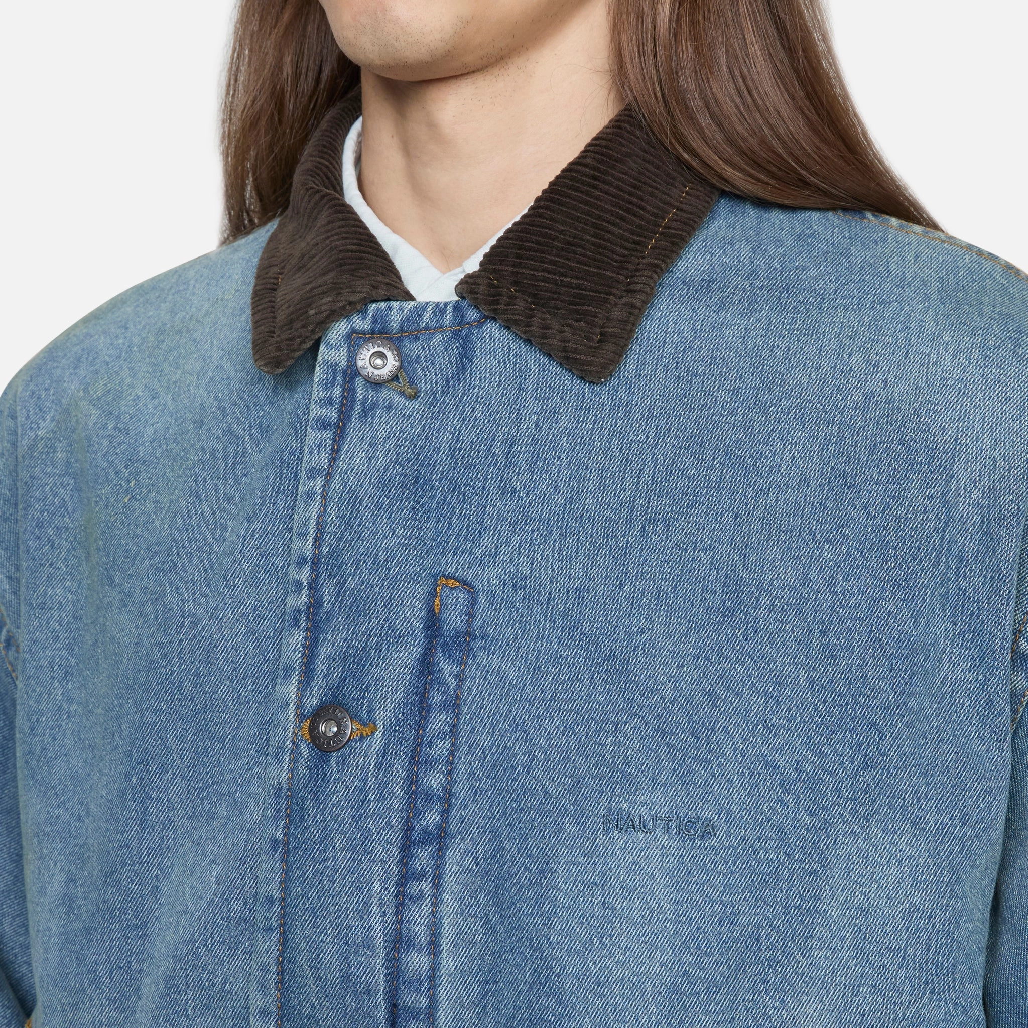 Washed Denim Padded Blouson Indigo