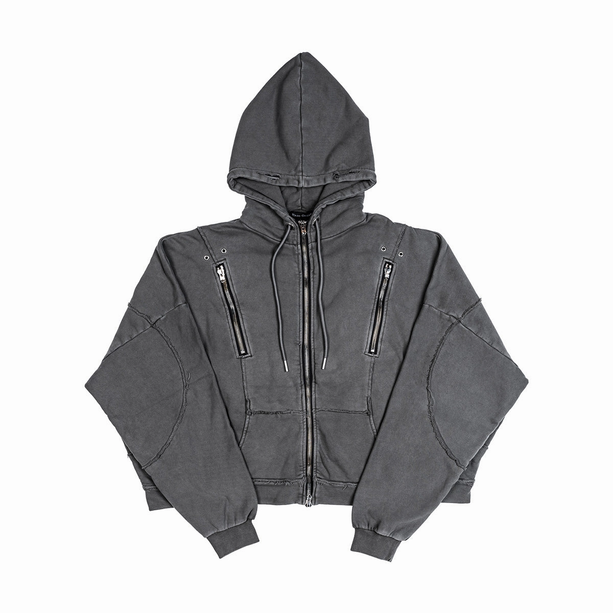 Wavy Washed Oversized Zip-Up Hoodie 'Grey'