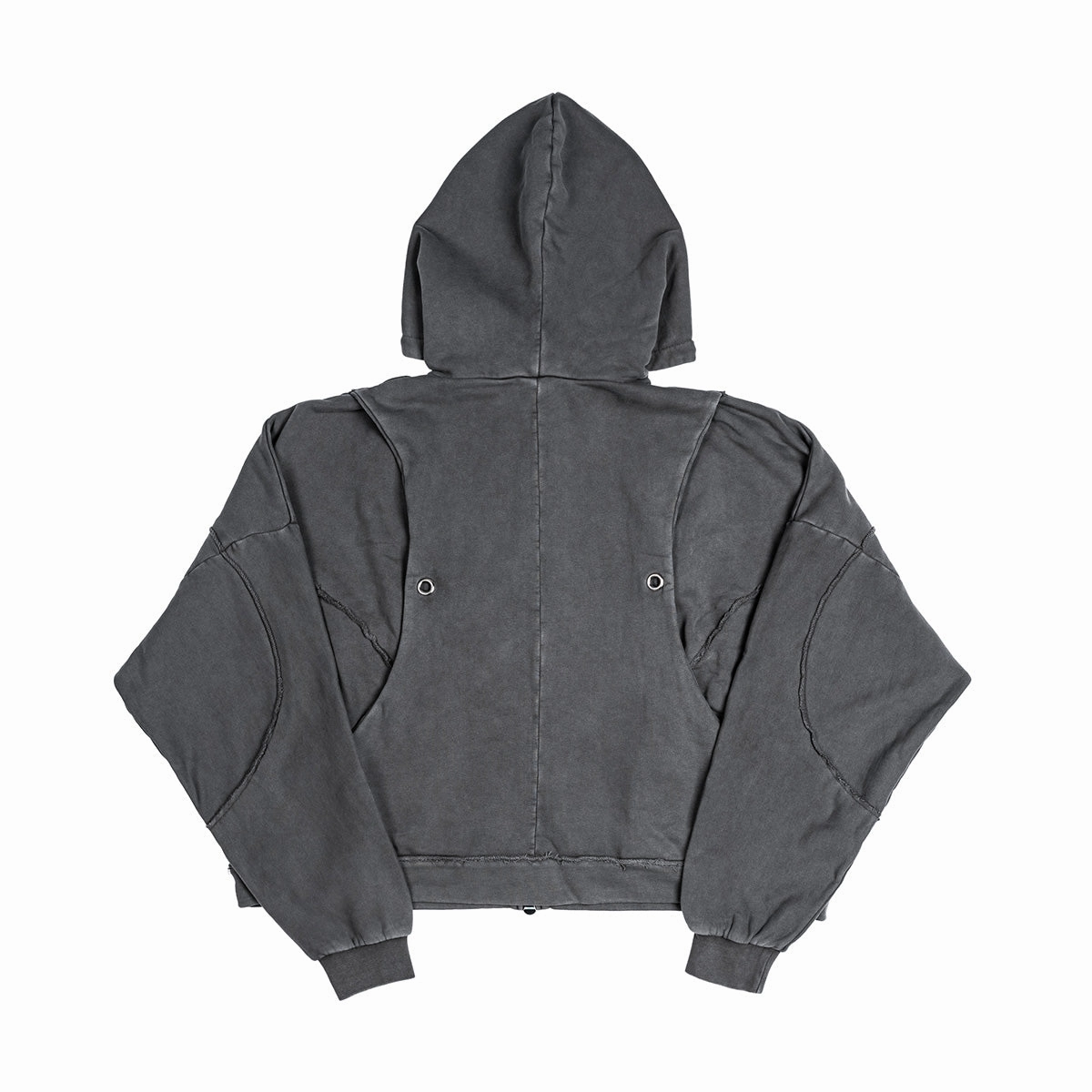 Wavy Washed Oversized Zip-Up Hoodie 'Grey'