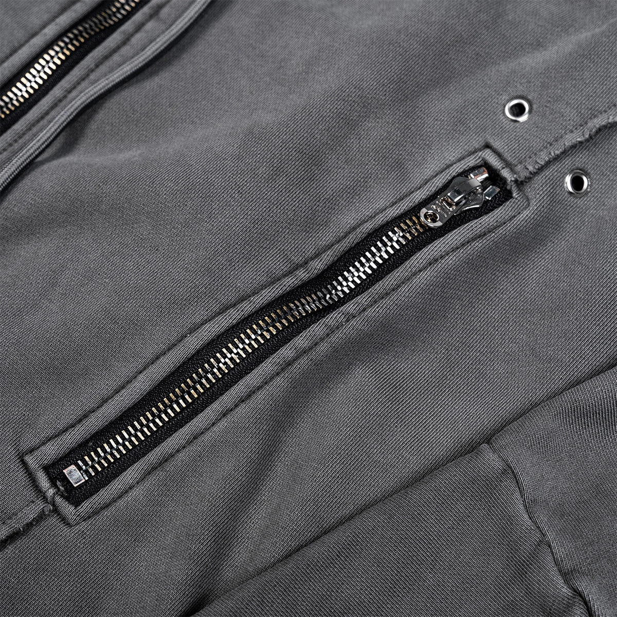 Wavy Washed Oversized Zip-Up Hoodie 'Grey'