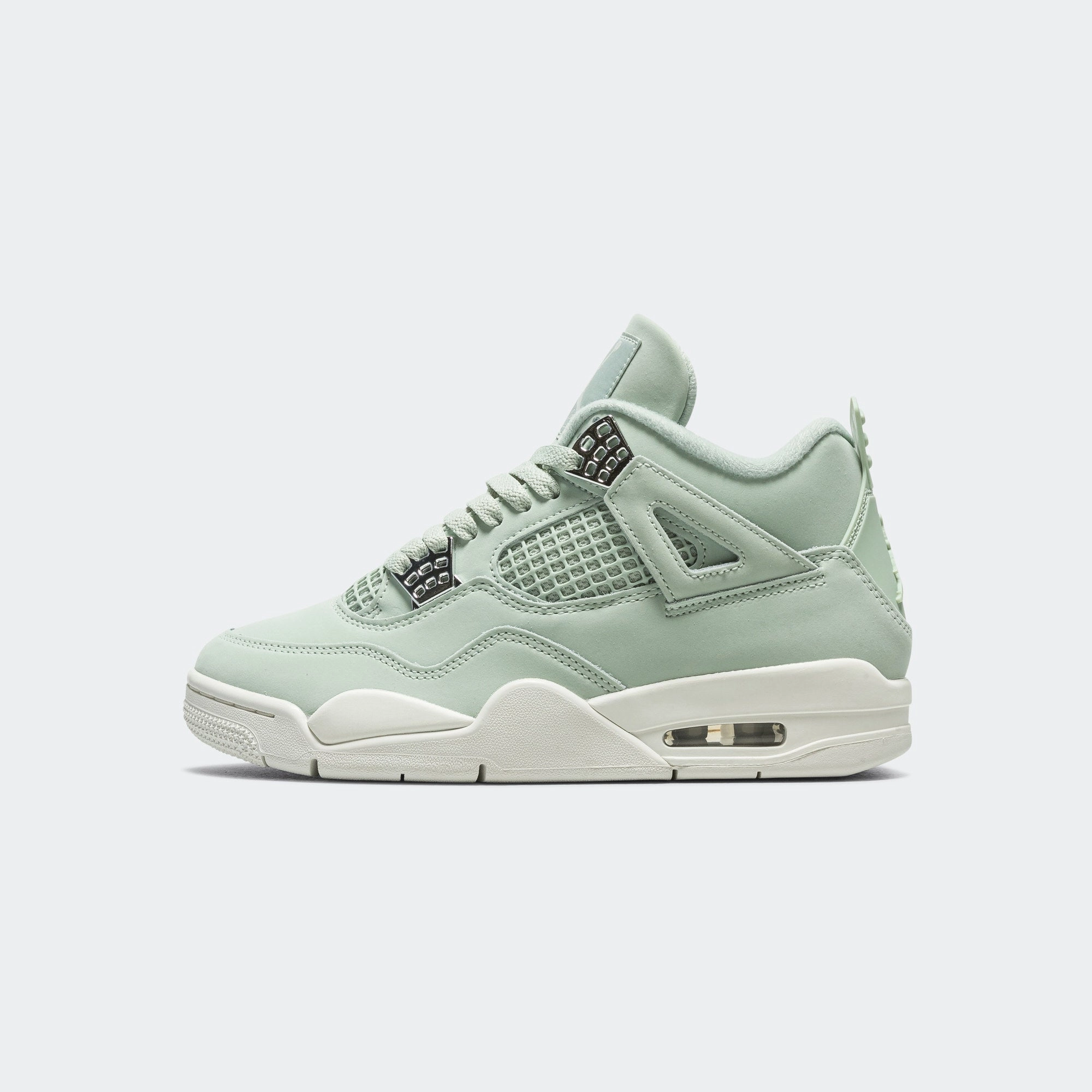 Womens Air Jordan 4 Retro - Seafoam/Sail-Metallic Silver