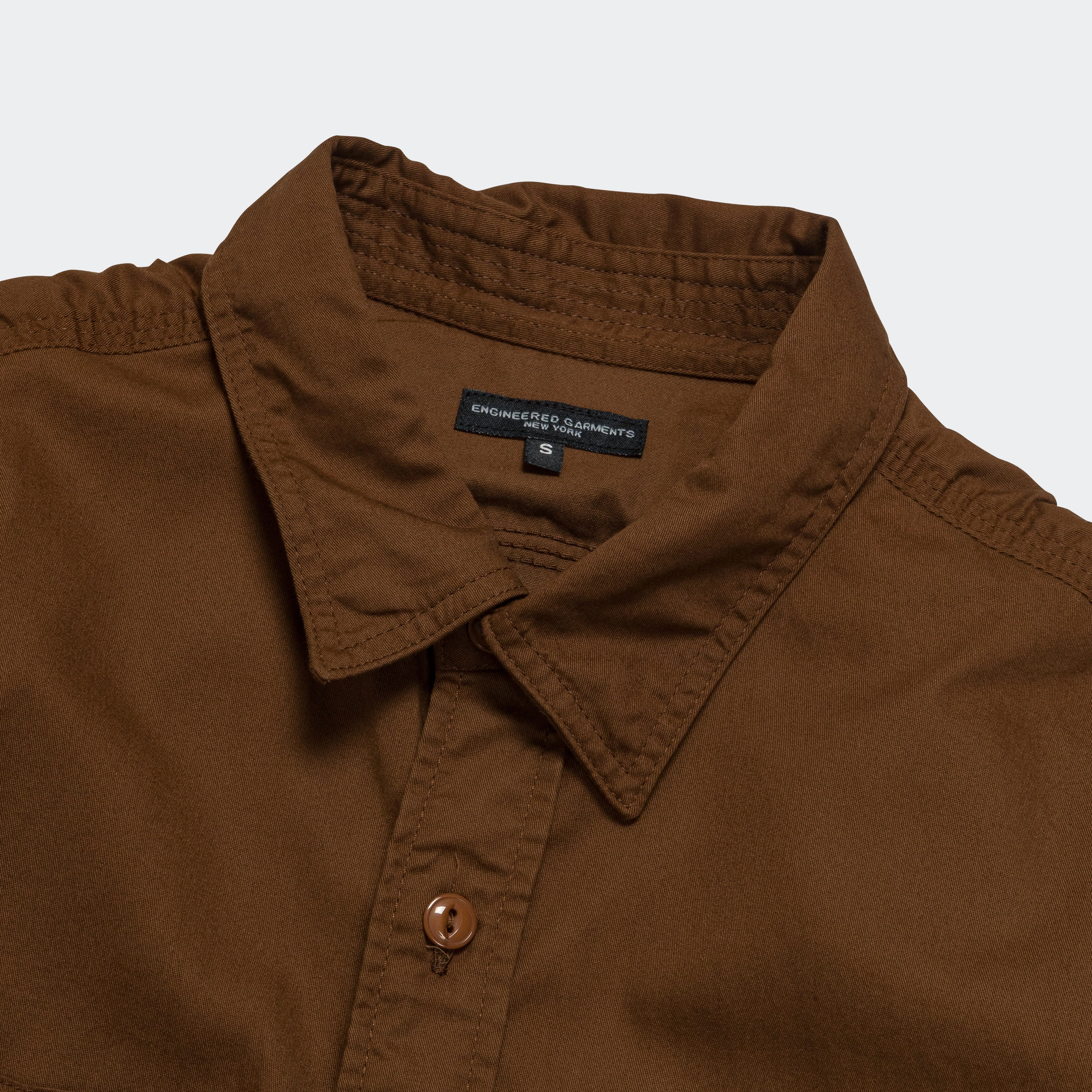 Work Shirt - Brown Cotton Micro Sanded Twill